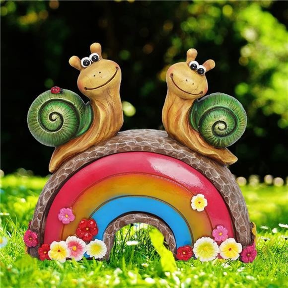 Accents Solar Garden Snail Statue Snails On Rainbow Outdoor Dcor W Solar Led Light Poshmark